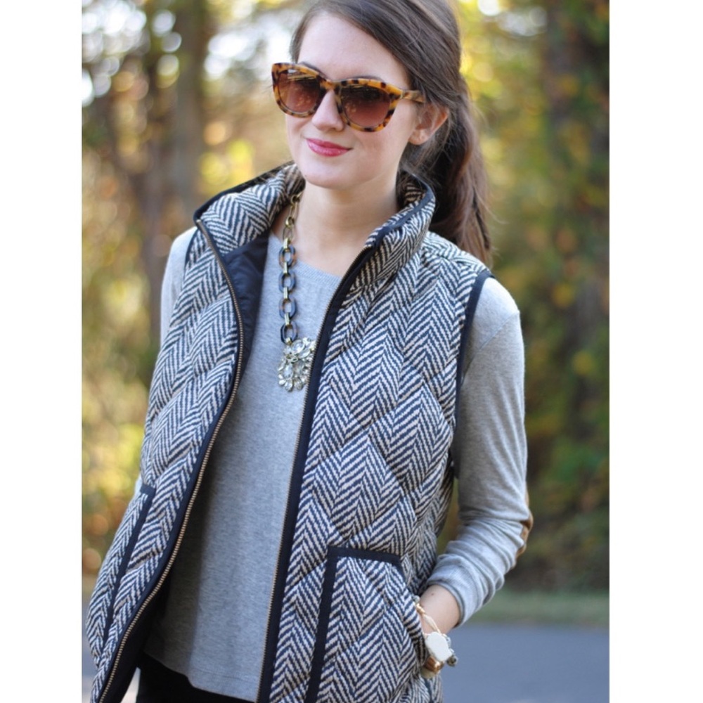 J.CREW black and white jarring bone patterned vest